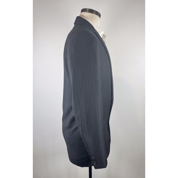 Ralph Lauren Blazer Black Hand Tailored Purple Label Stripe Suit Wool Jacket 41L - Picture 8 of 15